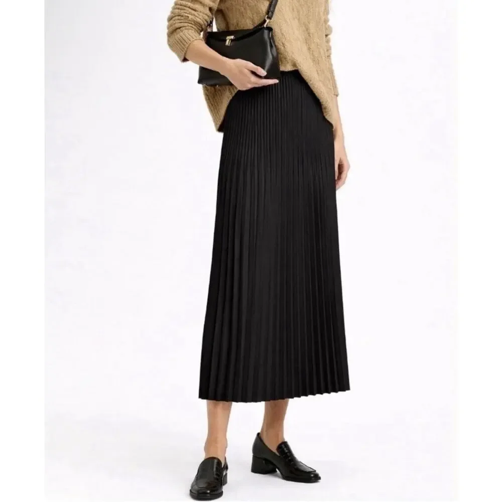 NWT Eileen Fisher Wool Silk Pleated Skirt quiet luxury old money career capsule - Picture 2 of 13